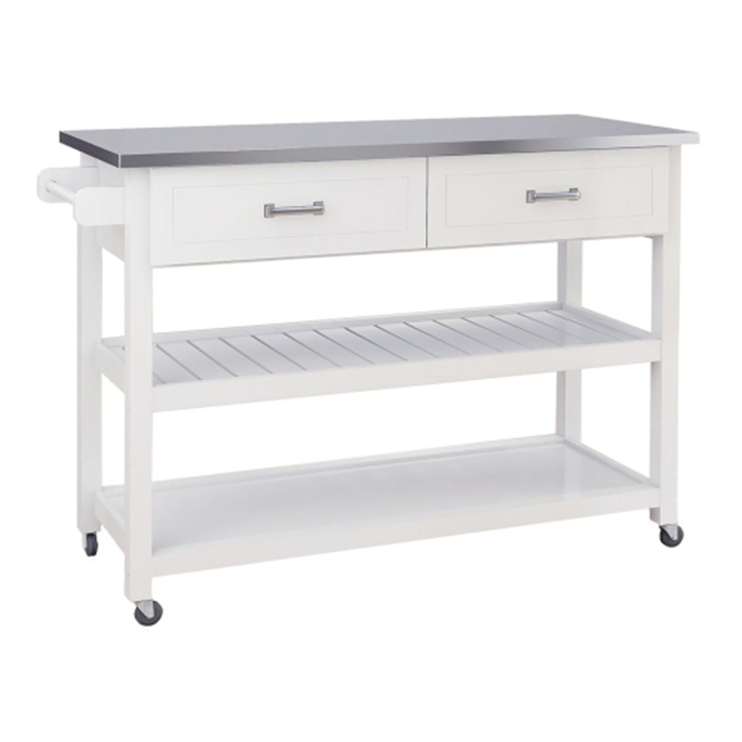 LunaLulinlk Stainless Steel Table Top White Kitchen Cart With Two Drawers