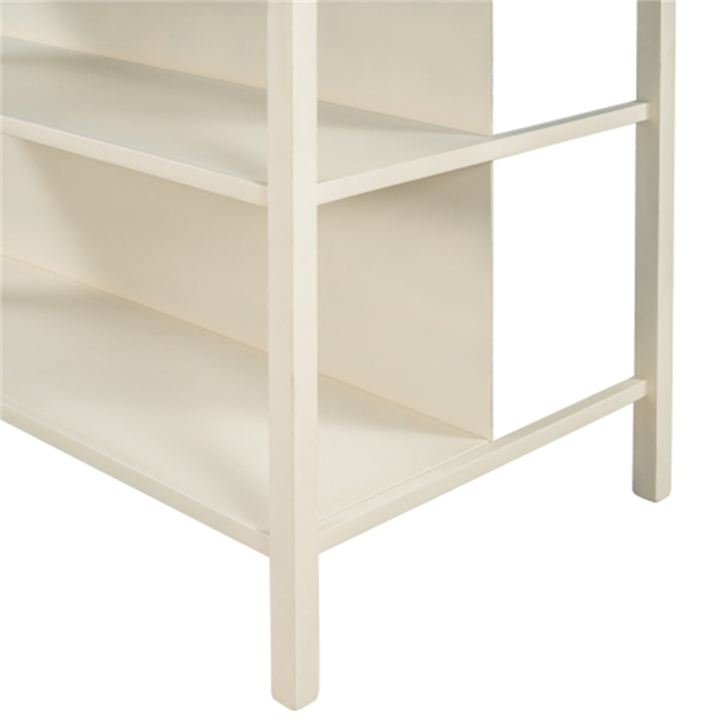 LunaLulinlk Solid Wood Rustic 45" Stationary Kitchen Island with 2 Open Shelves for Small Places,Walnut+Cream White
