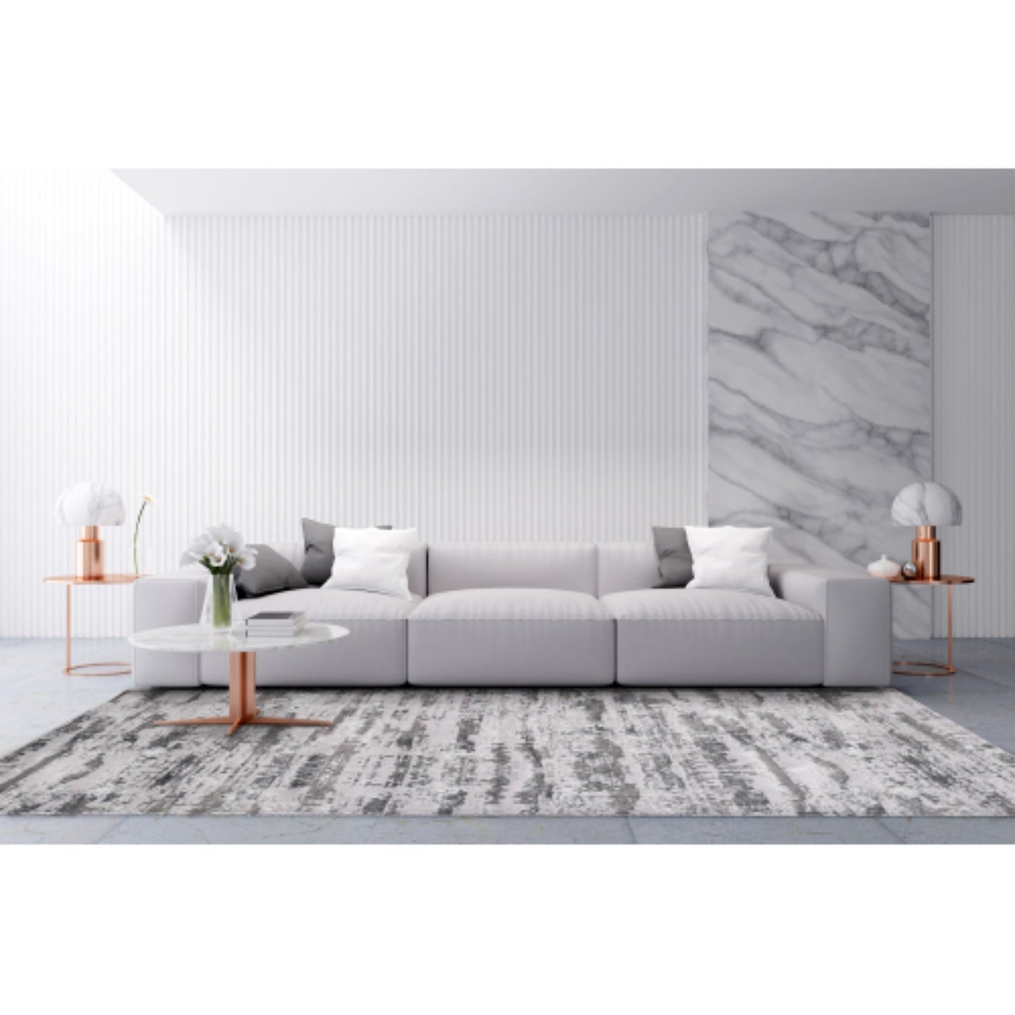 LunaLulinlk Silver Woven Area Rug