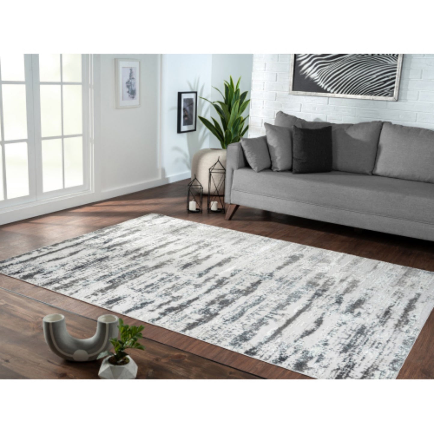 LunaLulinlk Silver Woven Area Rug