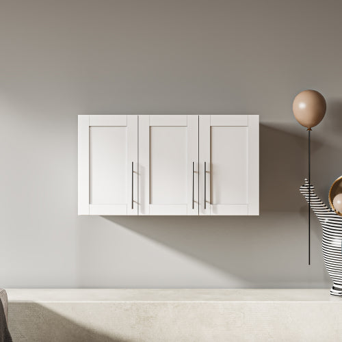 "LunaLulinlk Stackable Wall Mounted Storage Cabinet, 15.75 ""D x 35.43"" W x 19.69 ""H, White "