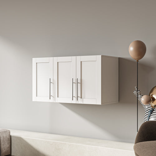 "LunaLulinlk Stackable Wall Mounted Storage Cabinet, 15.75 ""D x 35.43"" W x 19.69 ""H, White "