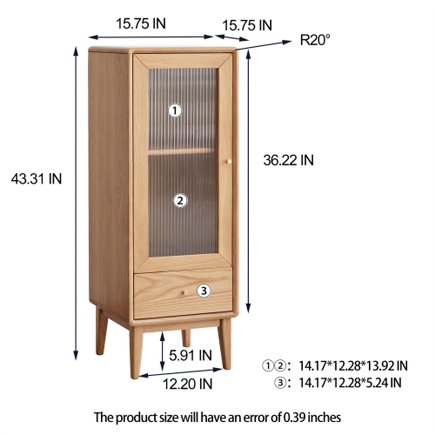 LunaLulinlk Solid Oak Storage Cabinet for Living Room - Free-Standing Corner Cabinets Storage Table for Entryway Kitchen Hallway