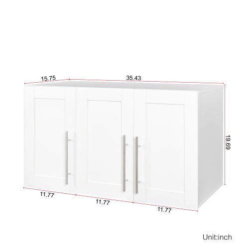 "LunaLulinlk Stackable Wall Mounted Storage Cabinet, 15.75 ""D x 35.43"" W x 19.69 ""H, White "