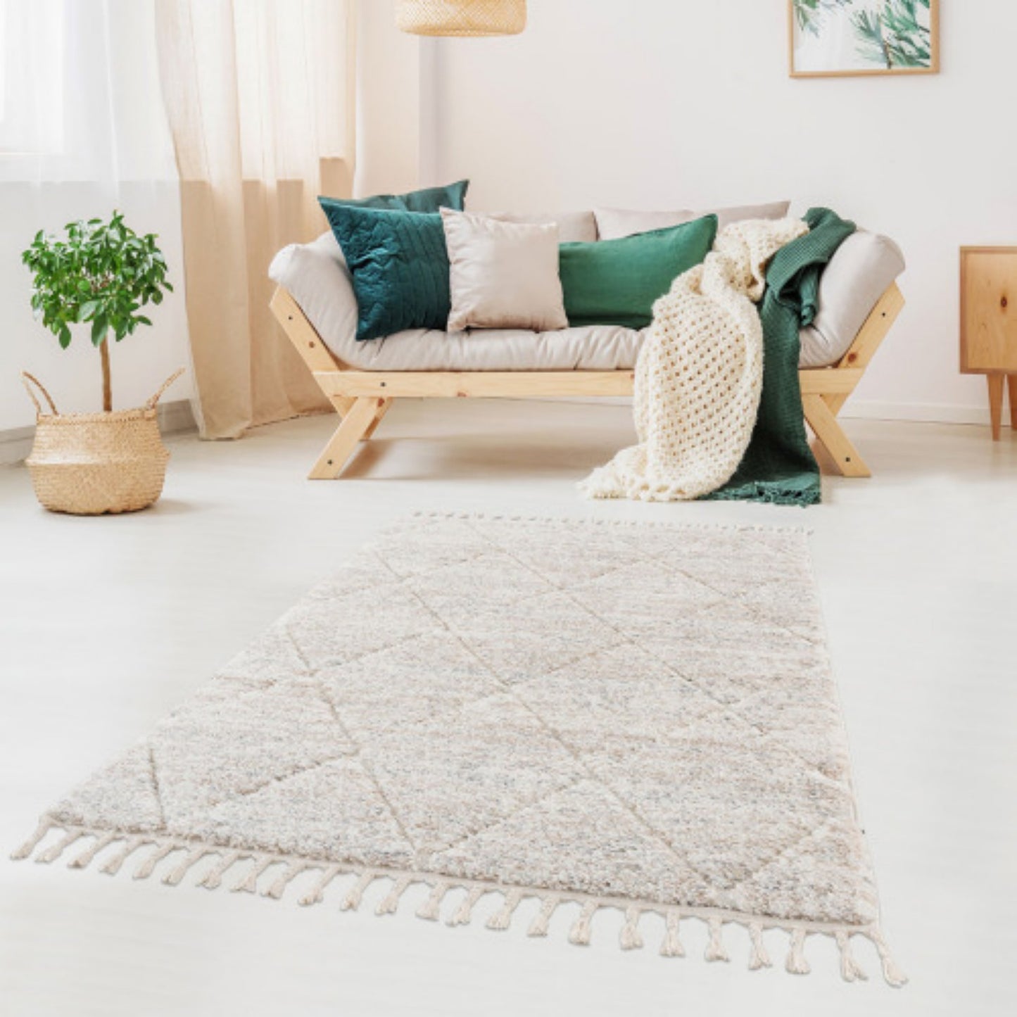 LunaLulinlk Trellis Area Rug in Cream