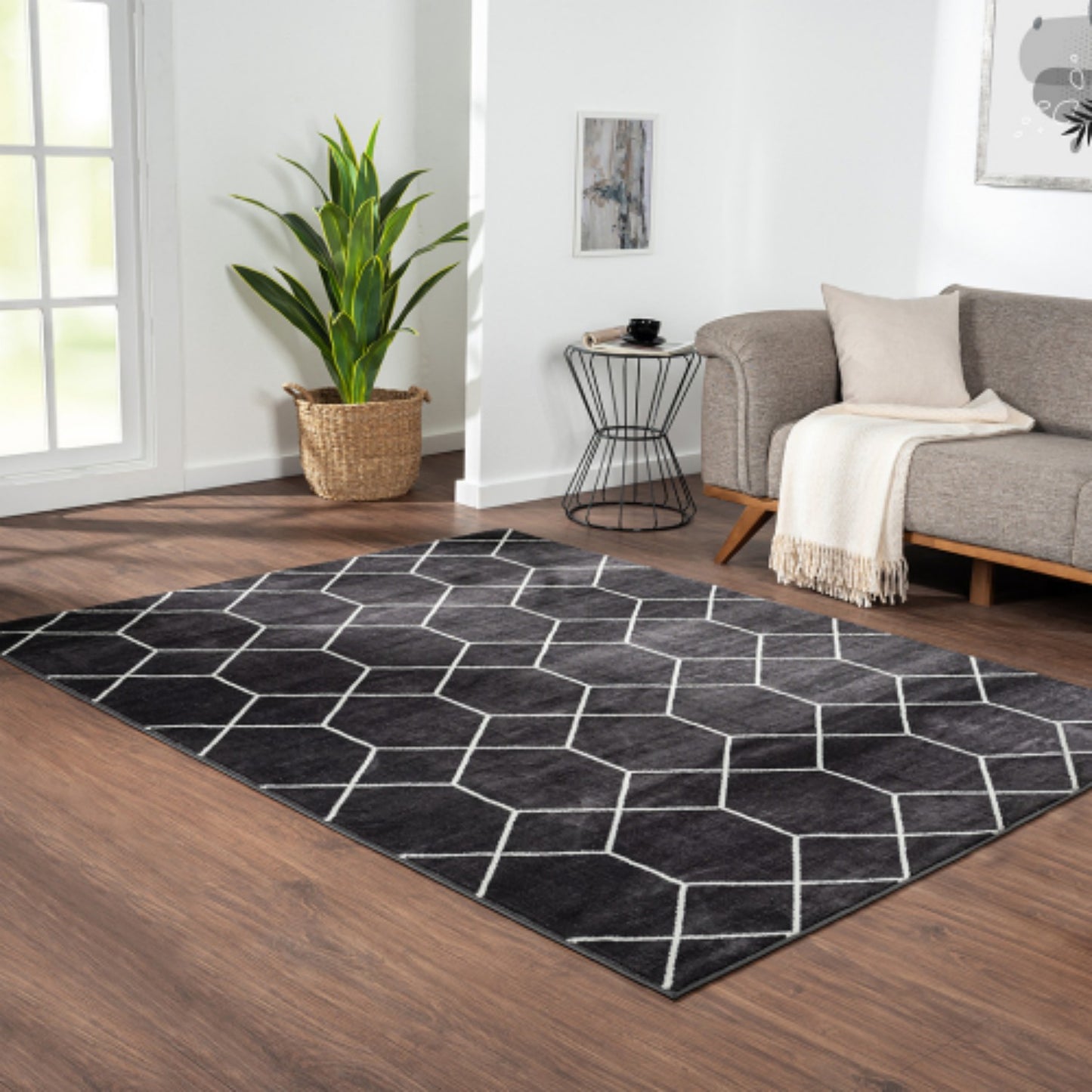 LunaLulinlk Trellis Geometric Woven Area Rug