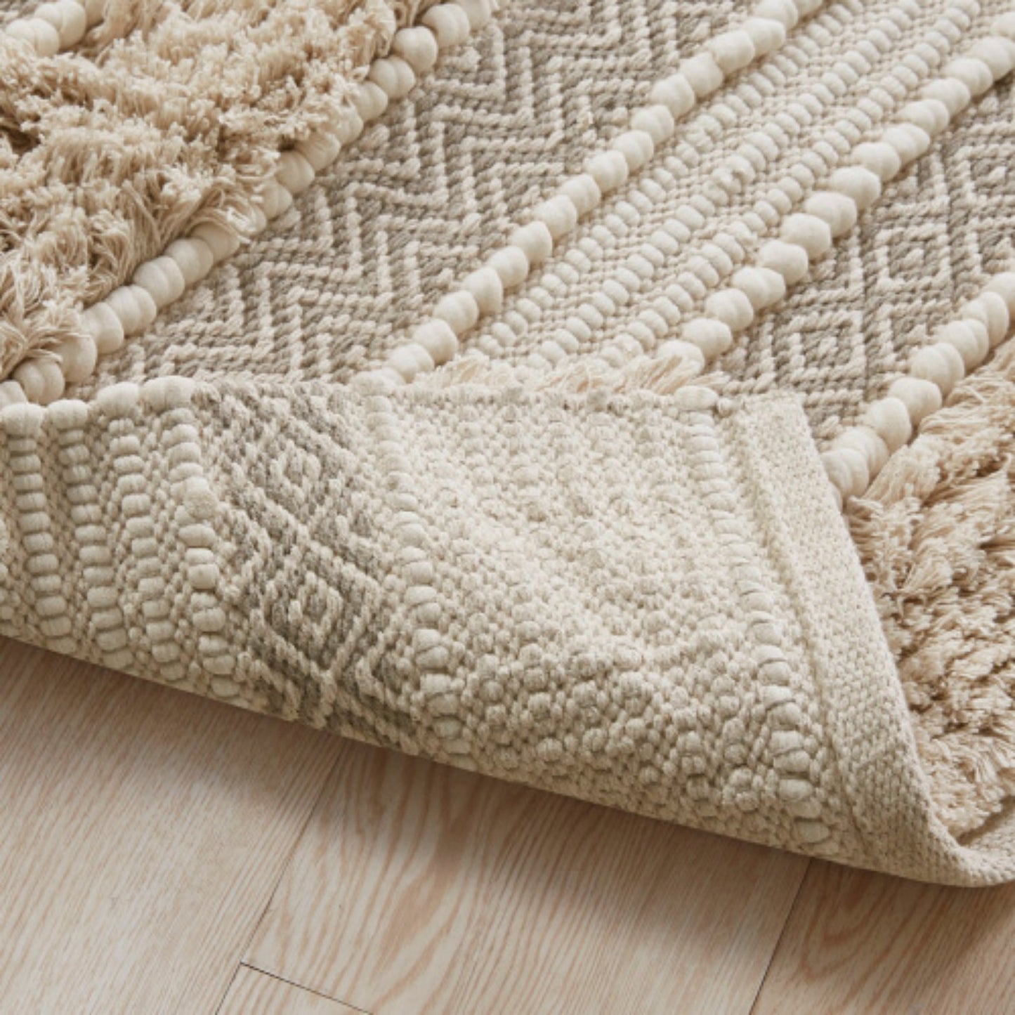 LunaLulinlk Woven Texture Stripe Bath Rug Natural 20x32"