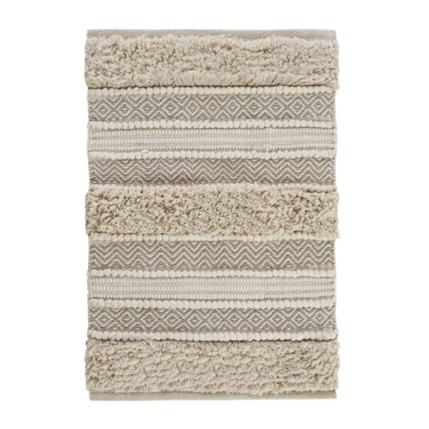 LunaLulinlk Woven Texture Stripe Bath Rug Natural 20x32"