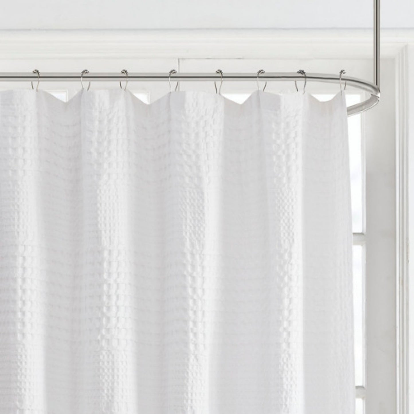 LunaLulinlk Super Waffle Textured Solid Shower Curtain