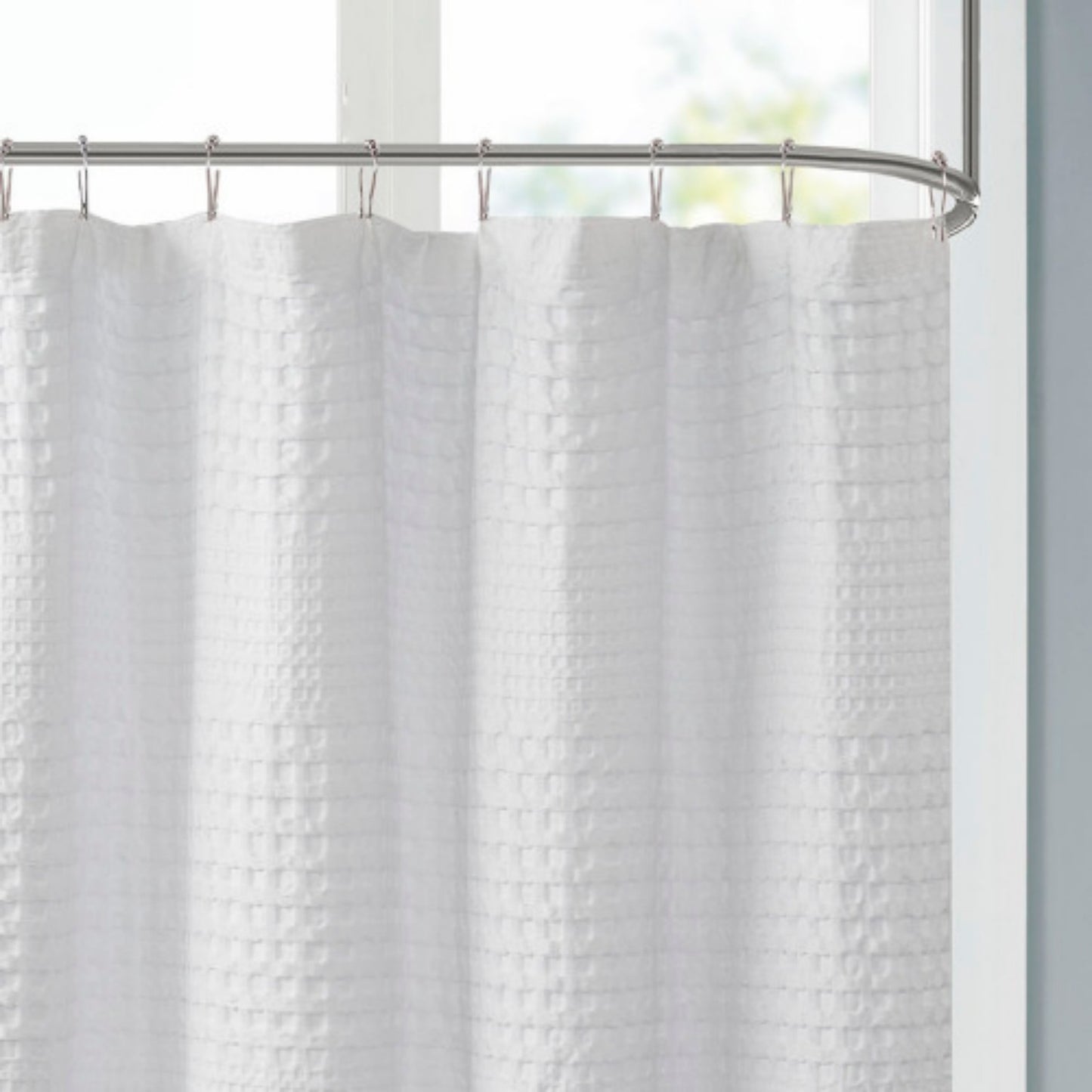 LunaLulinlk Super Waffle Textured Solid Shower Curtain