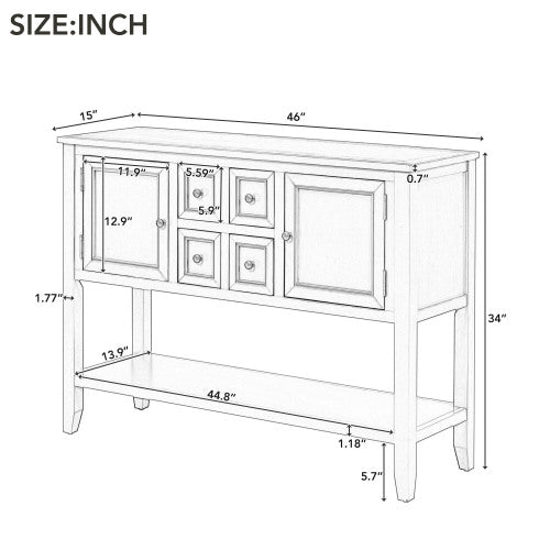 LunaLulinlk Storage Vintage Console Table with Four Small Drawers and Bottom Shelf for Living Rooms, Entrances and Kitchens