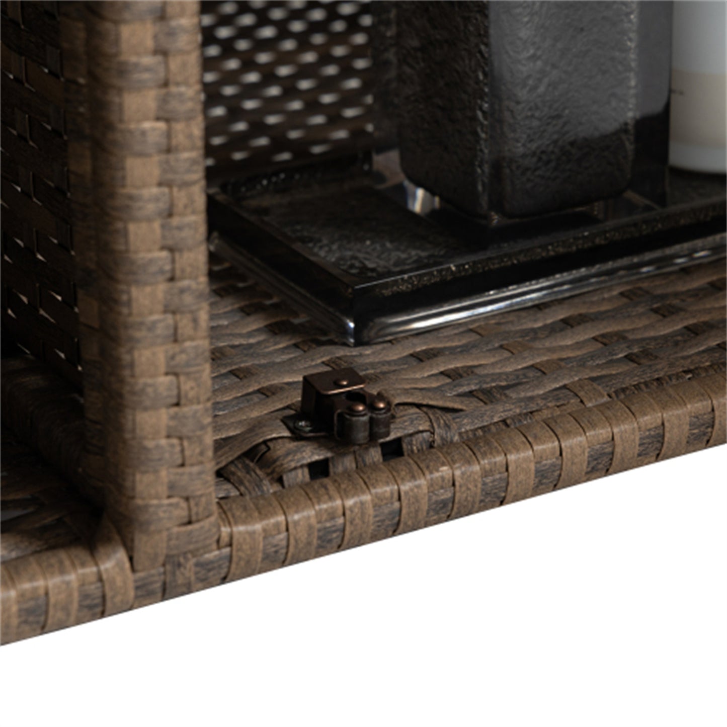 LunaLulinlk Wicker Cart, Rolling Rattan Beverage Bar Counter Table w/Glass Top for Garden Poolside Party, Kitchen, Light brown