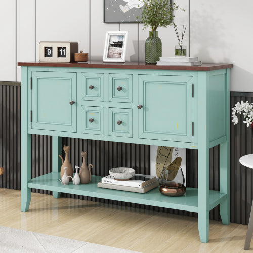 LunaLulinlk Storage Vintage Console Table with Four Small Drawers and Bottom Shelf for Living Rooms, Entrances and Kitchens
