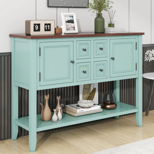 LunaLulinlk Storage Vintage Console Table with Four Small Drawers and Bottom Shelf for Living Rooms, Entrances and Kitchens