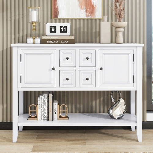 LunaLulinlk Storage Vintage Console Table with Four Small Drawers and Bottom Shelf for Living Rooms, Entrances and Kitchens