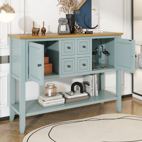 LunaLulinlk Storage Vintage Console Table with Four Small Drawers and Bottom Shelf for Living Rooms, Entrances and Kitchens