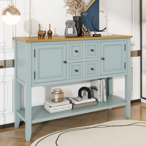 LunaLulinlk Storage Vintage Console Table with Four Small Drawers and Bottom Shelf for Living Rooms, Entrances and Kitchens