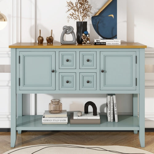 LunaLulinlk Storage Vintage Console Table with Four Small Drawers and Bottom Shelf for Living Rooms, Entrances and Kitchens