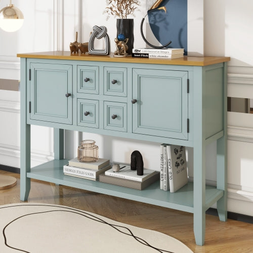LunaLulinlk Storage Vintage Console Table with Four Small Drawers and Bottom Shelf for Living Rooms, Entrances and Kitchens