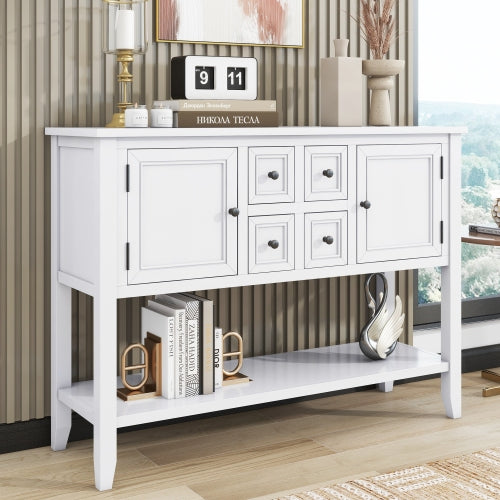 LunaLulinlk Storage Vintage Console Table with Four Small Drawers and Bottom Shelf for Living Rooms, Entrances and Kitchens