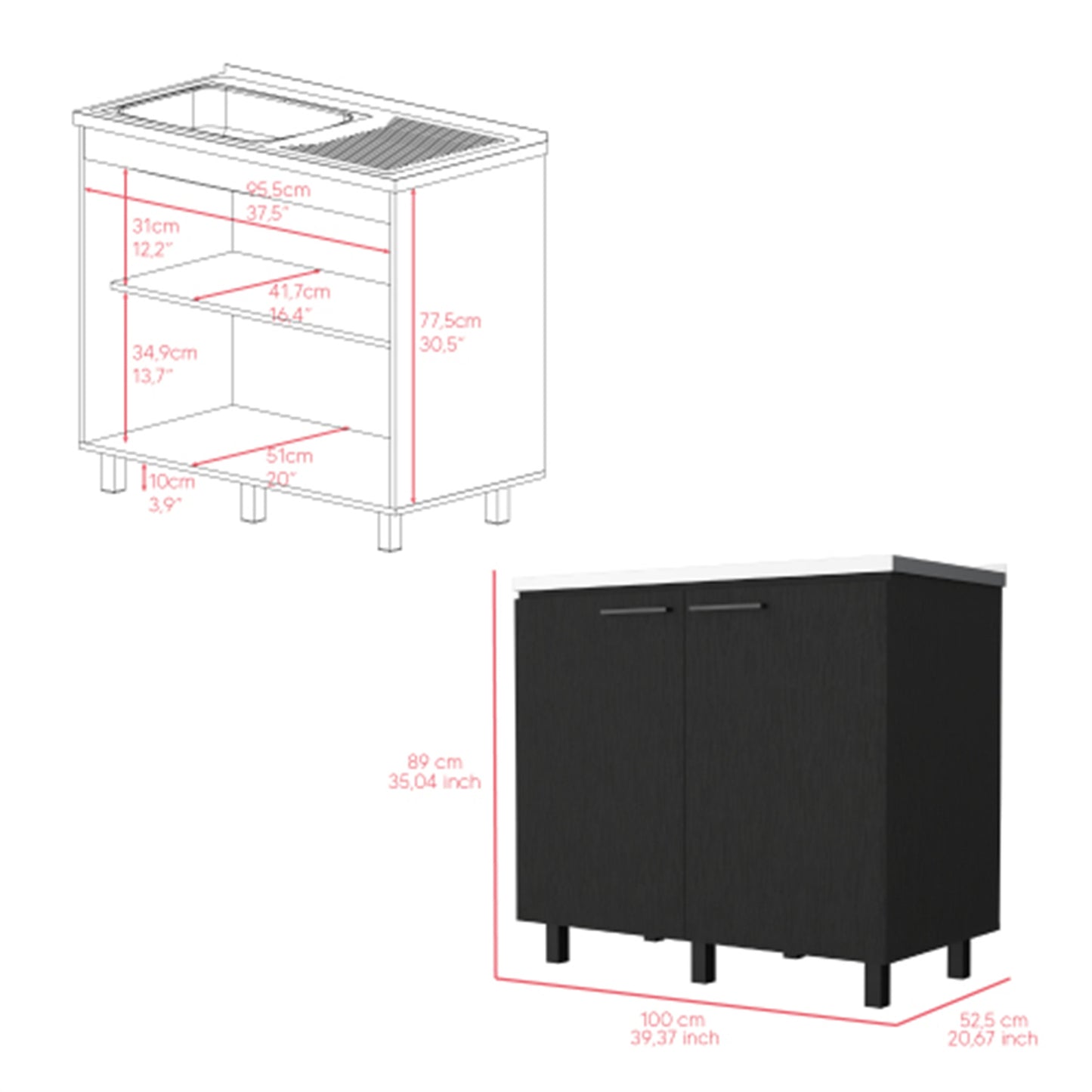 LunaLulinlk Utility Sink Cabinet, Kitchen, White