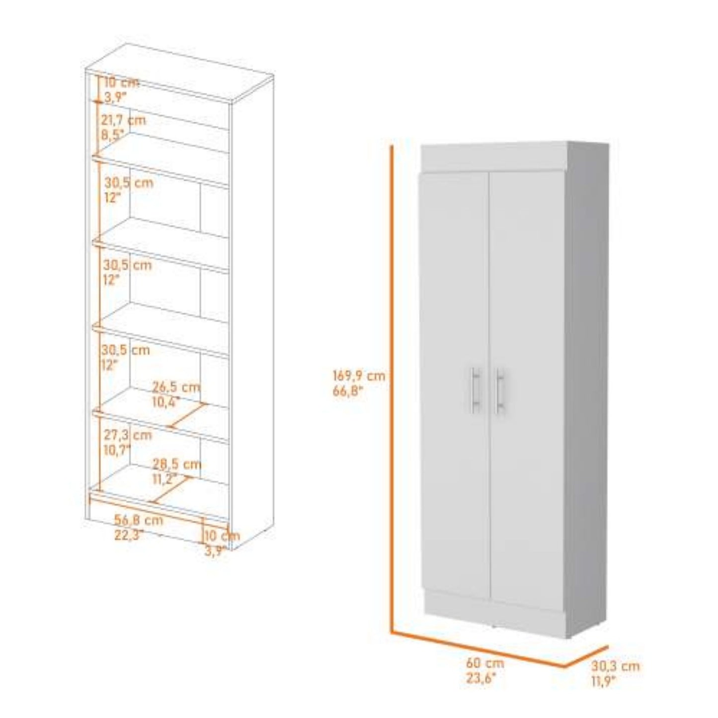 LunaLulinlk White 5-Shelf Storage Pantry Cabinet