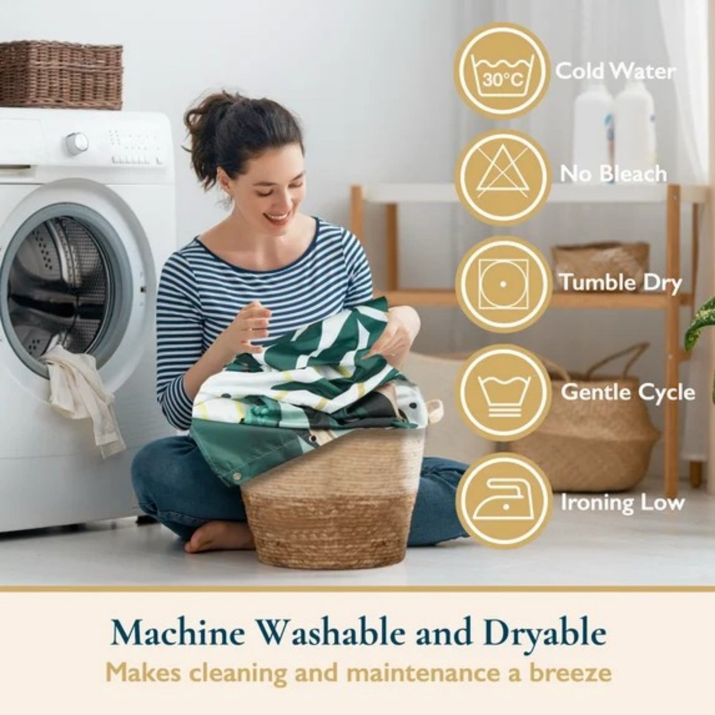 LunaLulinlk Shower Curtain with Hooks – Heavy-Duty Mold/Mildew-Resistant
