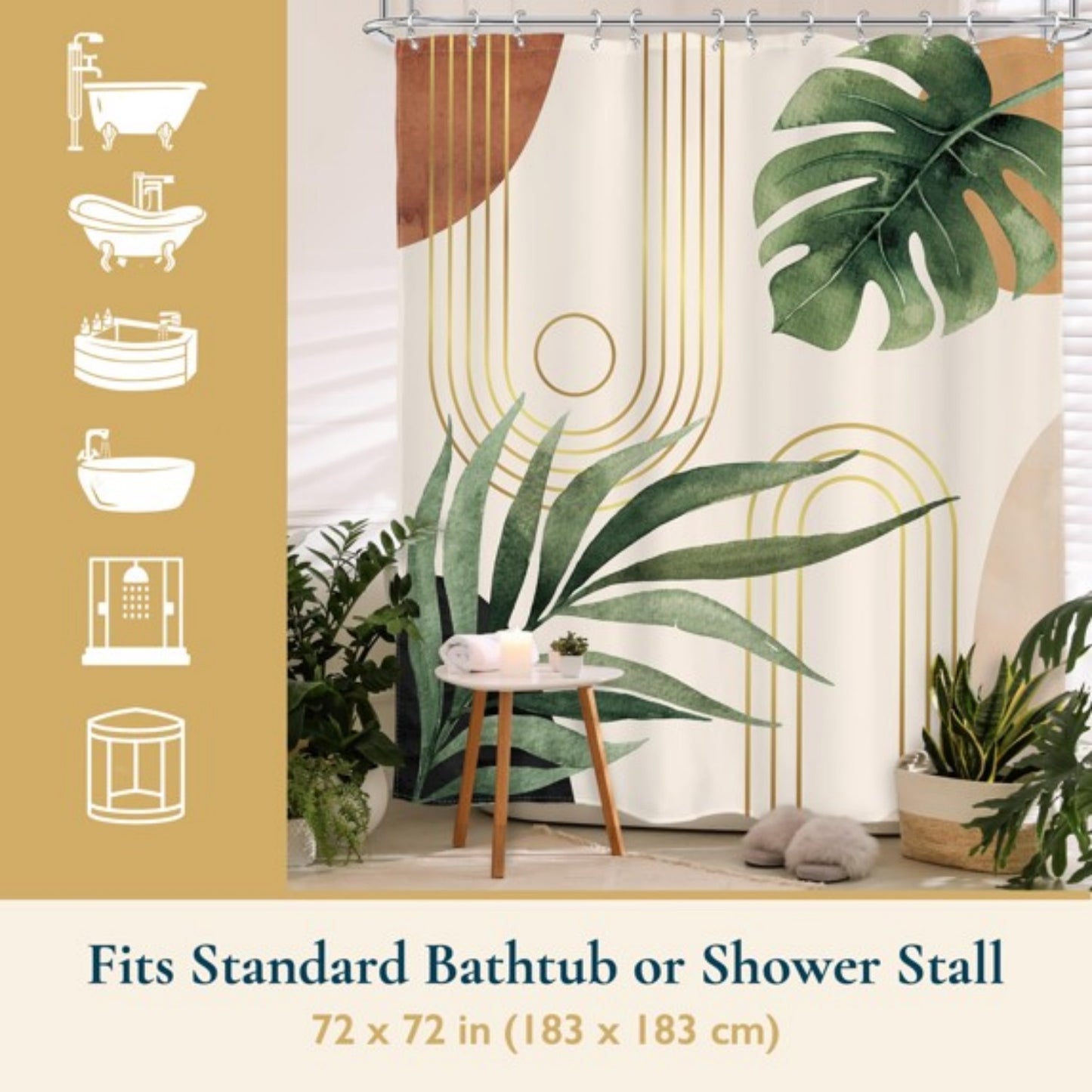 LunaLulinlk Shower Curtain with Hooks – Heavy-Duty Mold/Mildew-Resistant
