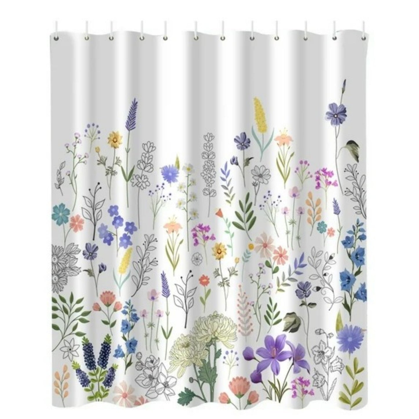 LunaLulinlk Spring Shower Curtain 72" X 72" Flowers Waterproof Bathroom Decor with 12 Hooks