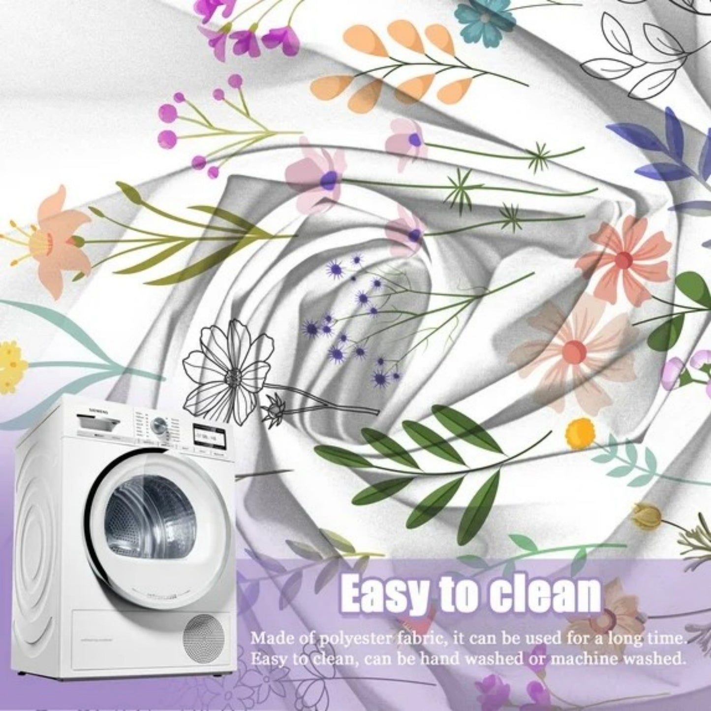 LunaLulinlk Spring Shower Curtain 72" X 72" Flowers Waterproof Bathroom Decor with 12 Hooks