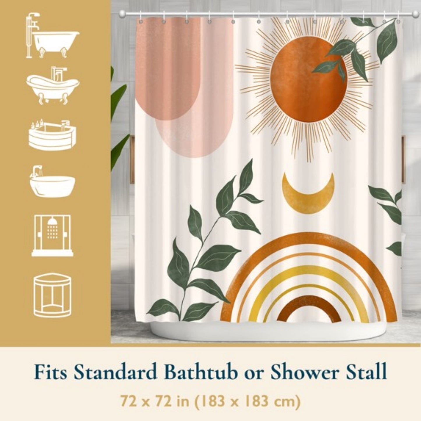 LunaLulinlk Shower Curtain with Hooks – Heavy-Duty Mold/Mildew-Resistant