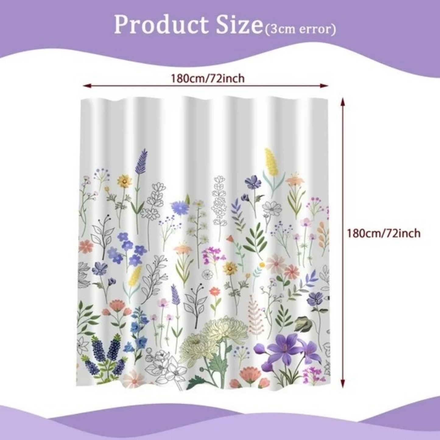 LunaLulinlk Spring Shower Curtain 72" X 72" Flowers Waterproof Bathroom Decor with 12 Hooks