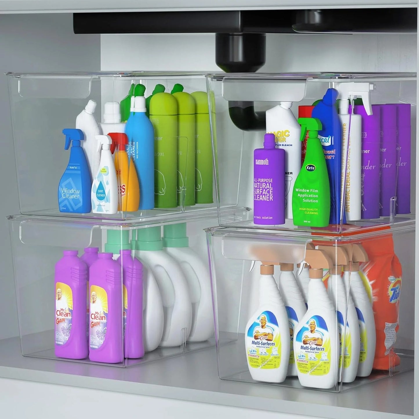LunaLulinlk Stackable Clear Storage Bins with Lids, Large Plastic Storage Bins w Handle, Acrylic Pantry Organization and Storage for Kitchen