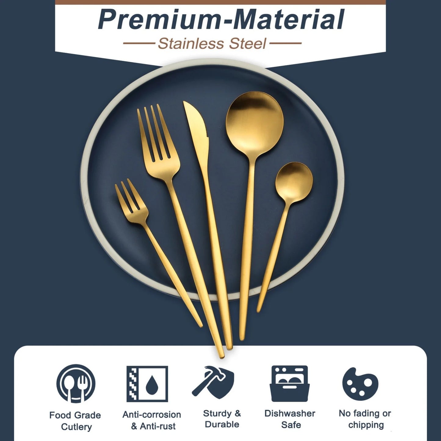 LunaLulinlk Silverware Set, 20-Piece Stainless Steel Flatware Set, Tableware Cutlery Set Service for 4