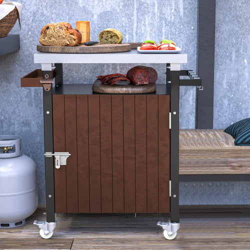 LunaLulinlk Stainless Steel Waterproof Tabletop Outdoor Grill Cart, Portable BBQ Dining Cart