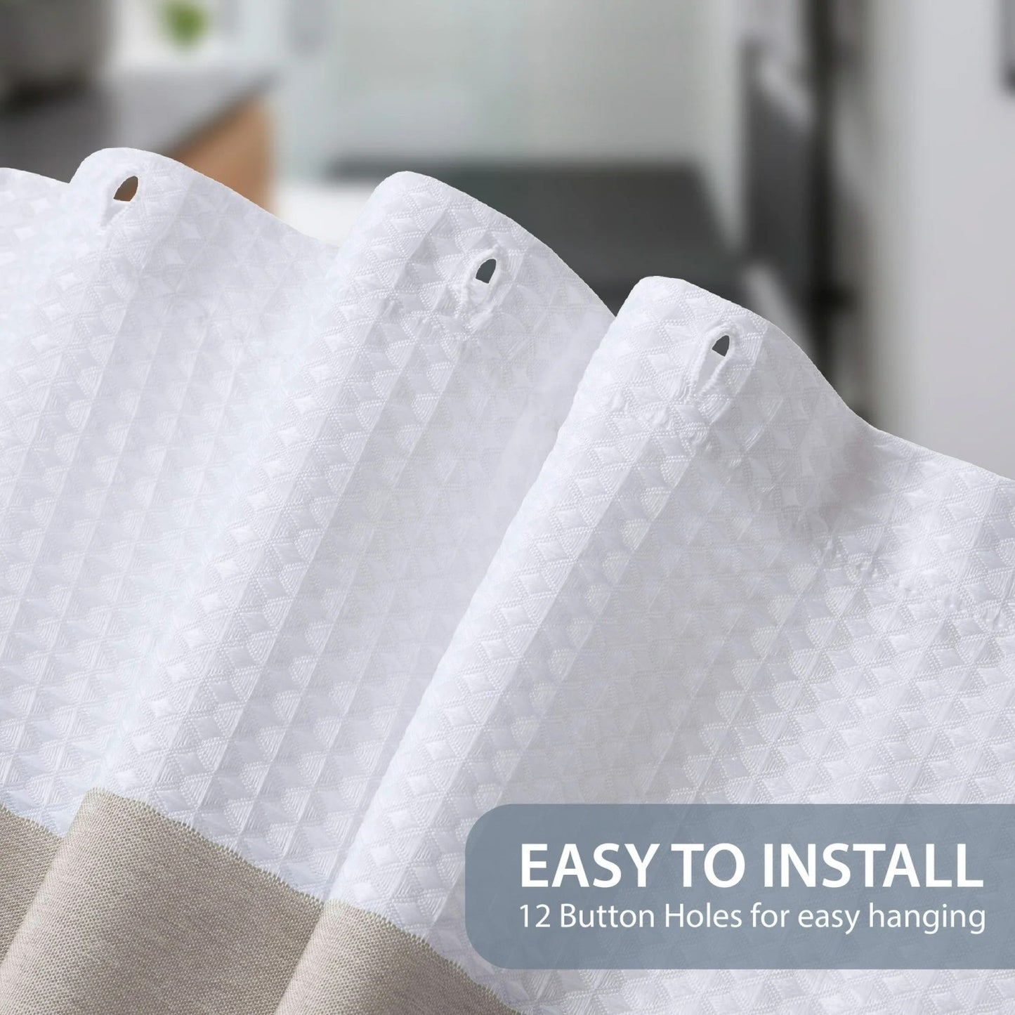 LunaLulinlk Spa Waffle Weave Textured Polyester Shower Curtain