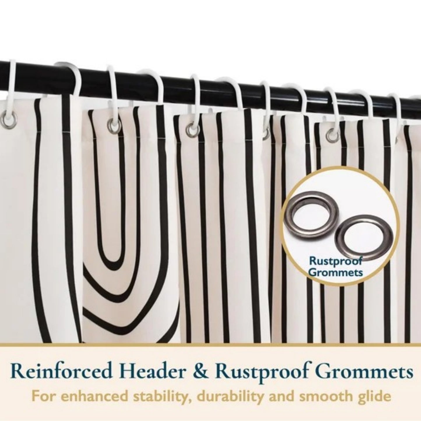 LunaLulinlk Shower Curtain with Hooks – Heavy-Duty Mold/Mildew-Resistant
