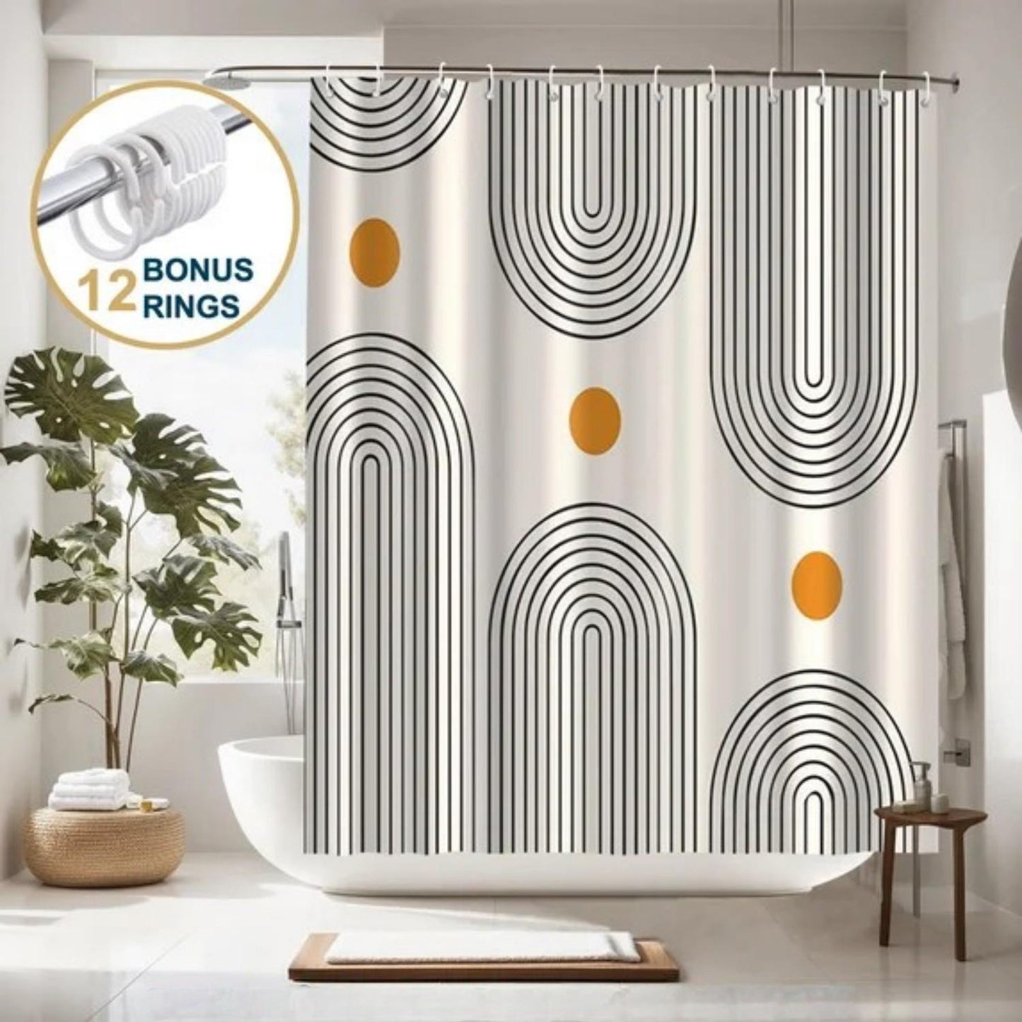 LunaLulinlk Shower Curtain with Hooks – Heavy-Duty Mold/Mildew-Resistant