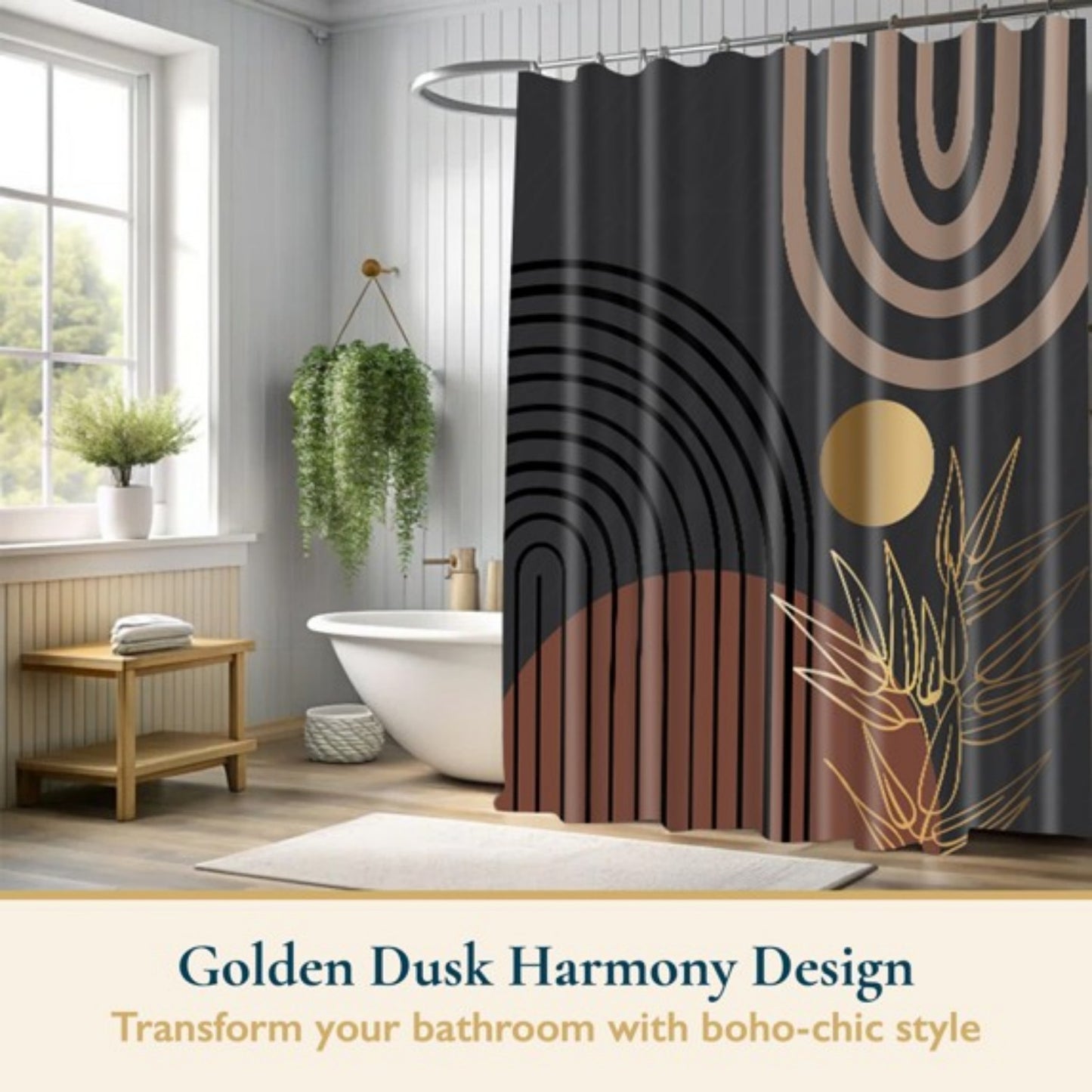 LunaLulinlk Shower Curtain with Hooks – Heavy-Duty Mold/Mildew-Resistant
