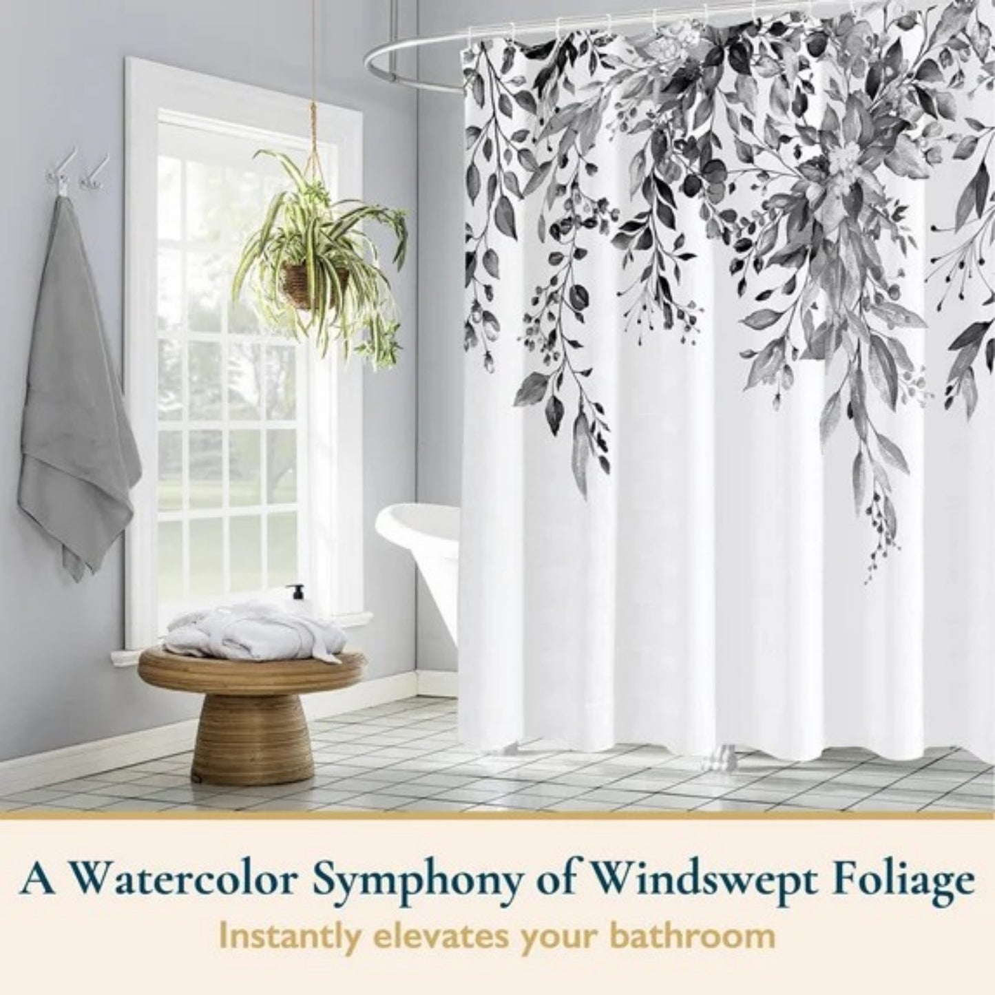 LunaLulinlk Shower Curtain with Hooks – Heavy-Duty Mold/Mildew-Resistant
