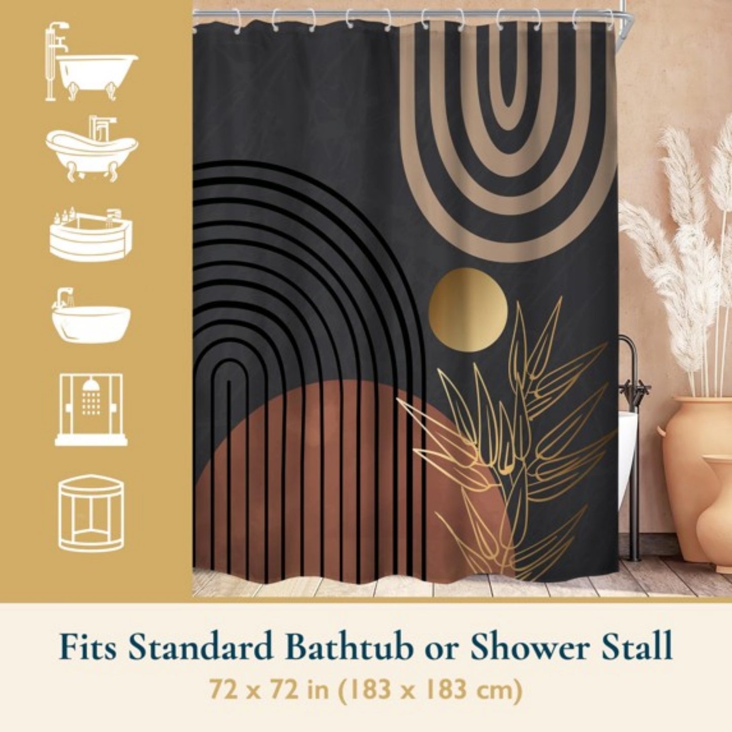 LunaLulinlk Shower Curtain with Hooks – Heavy-Duty Mold/Mildew-Resistant