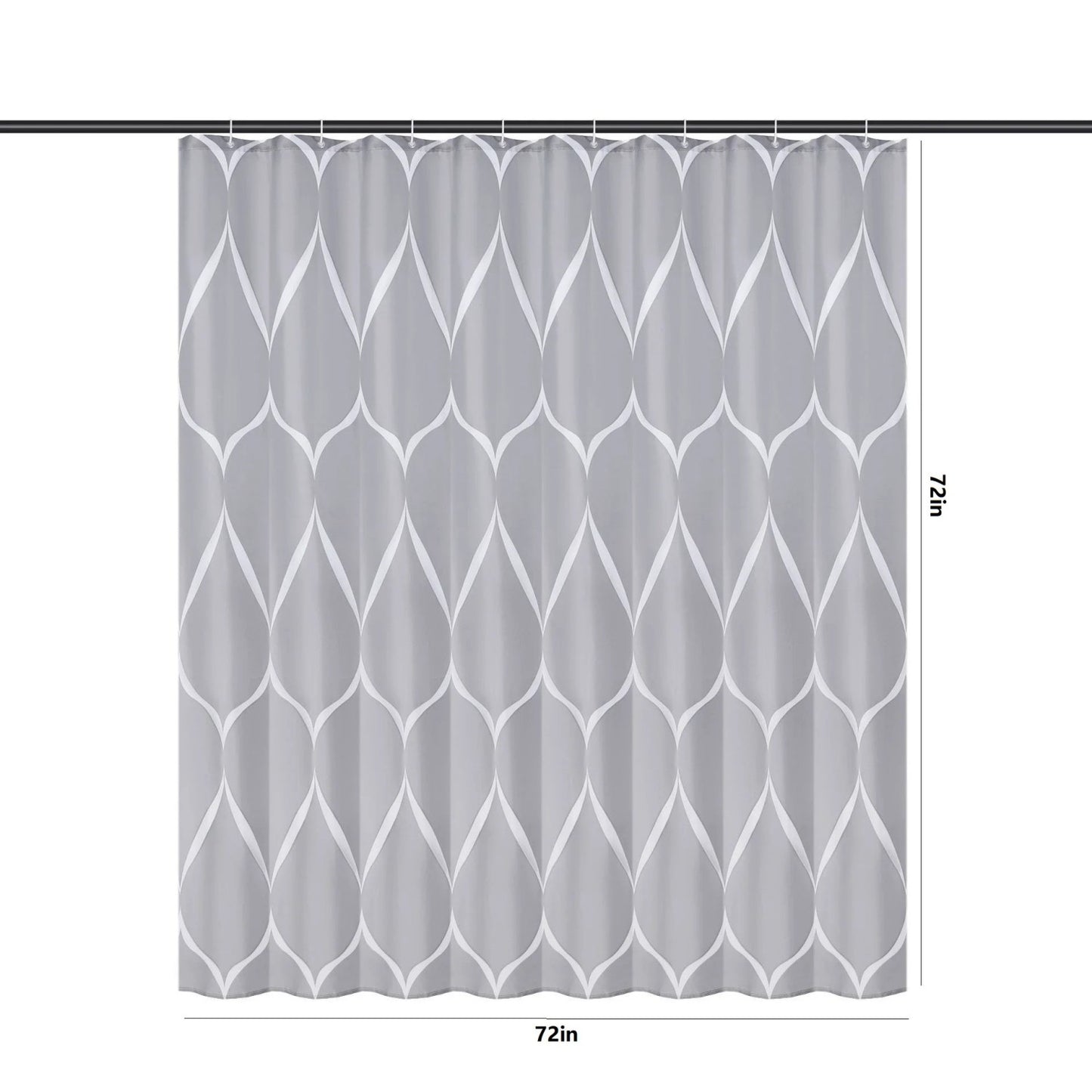 LunaLulinlk Wavy Print Shower Curtain with 12 Hooks