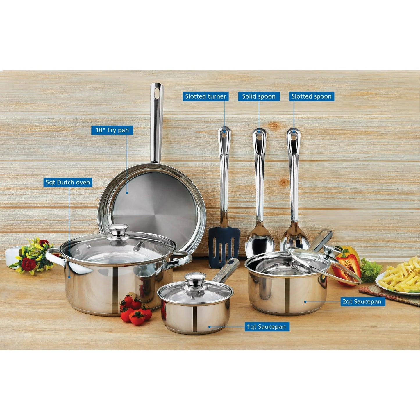 LunaLulinlk Stainless Steel 10Pc Cookware set