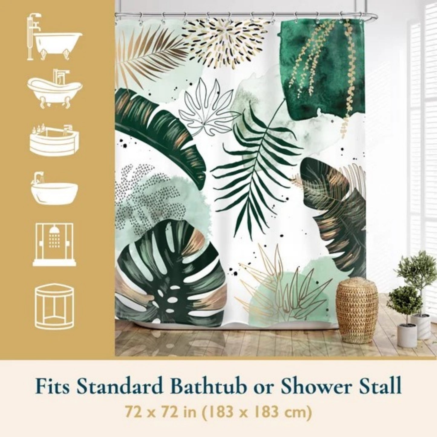 LunaLulinlk Shower Curtain with Hooks – Heavy-Duty Mold/Mildew-Resistant
