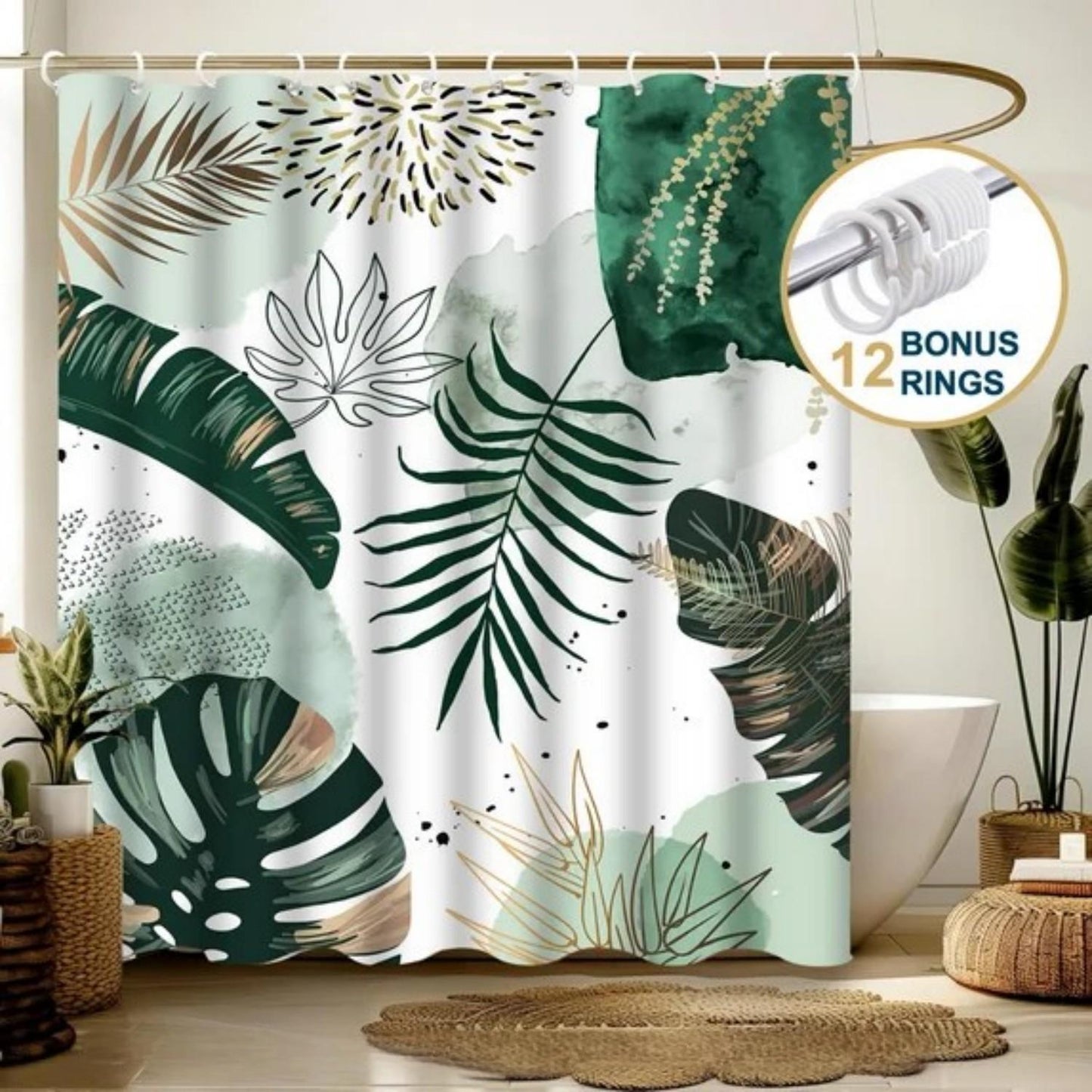 LunaLulinlk Shower Curtain with Hooks – Heavy-Duty Mold/Mildew-Resistant