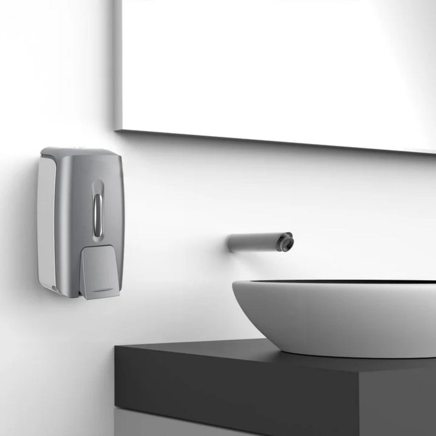LunaLulinlk Soap Dispenser 28oz/800ml Wall-Mounted No-Drip Gel/Liquid ABS,Silver