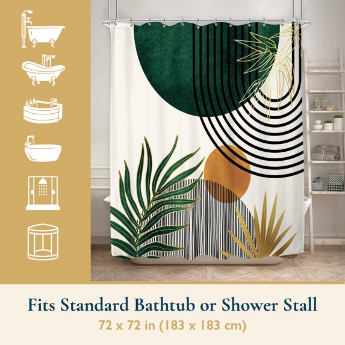LunaLulinlk Shower Curtain with Hooks – Heavy-Duty Mold/Mildew-Resistant