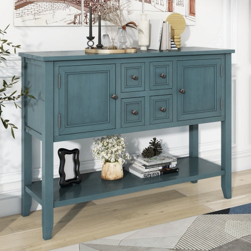 LunaLulinlk Storage Vintage Console Table with Four Small Drawers and Bottom Shelf for Living Rooms, Entrances and Kitchens