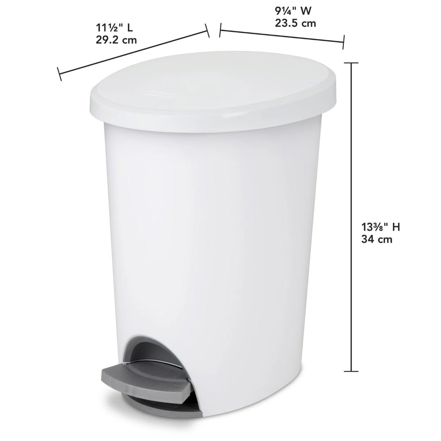 LunaLulinlk White 2.6 Gallon Trash Can, Extra Large Step-In Bathroom Trash Can