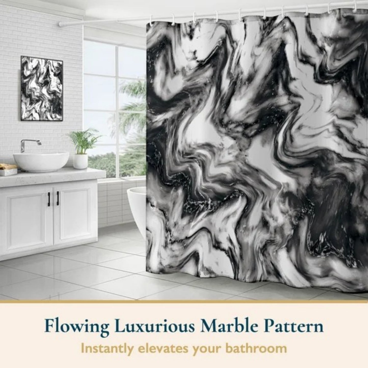 LunaLulinlk Shower Curtain with Hooks – Heavy-Duty Mold/Mildew-Resistant